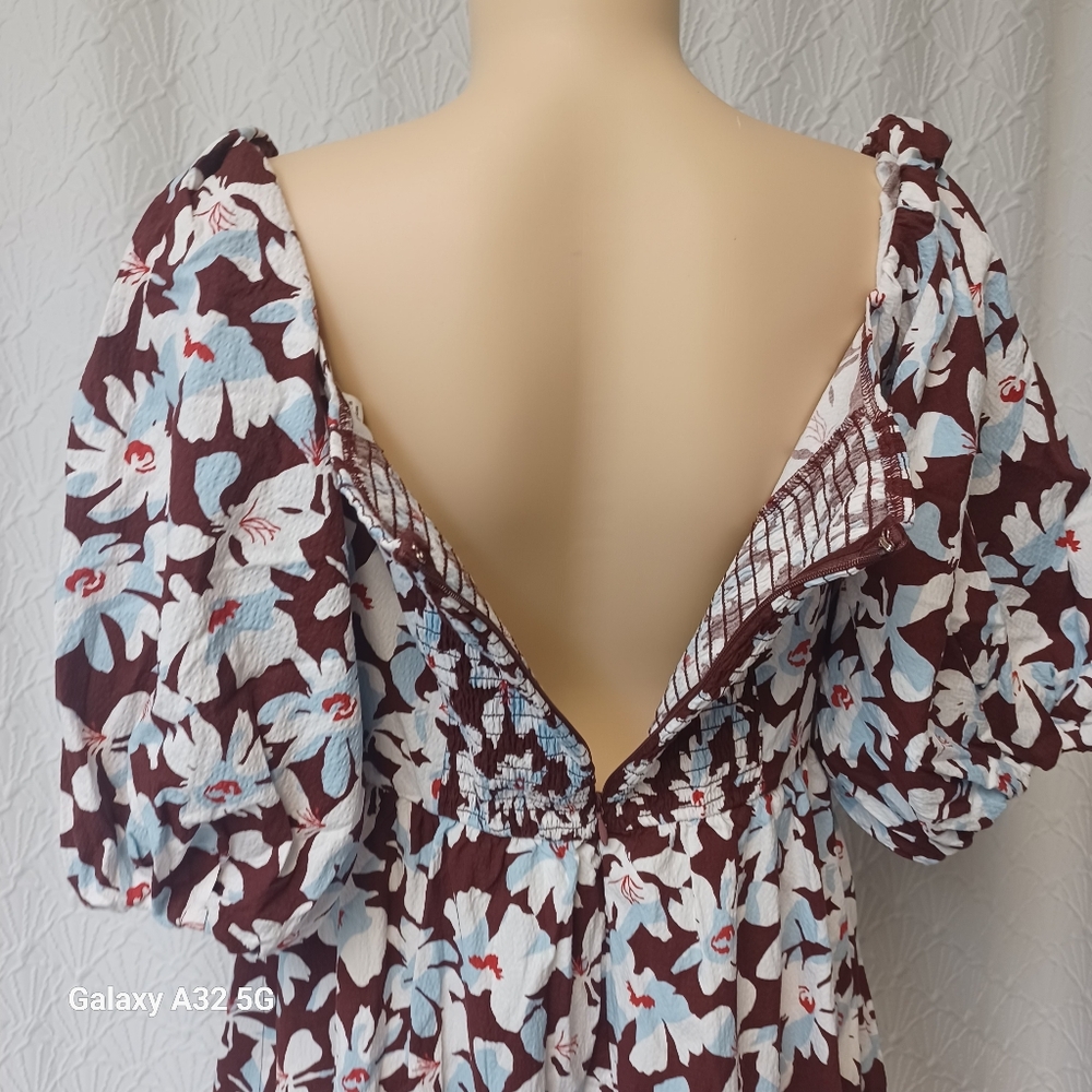 New Free Assembly Size M Floral Brown and White Dress - Picture 10 of 15